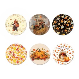 for U DESIGNES 6 Pcs Fall Coasters Set Thanksgiving Pumpkin, Autumn Maple Leaf & Turkey Design | Heat Resistant Cup Mats for Kitchen, Dining Table Decor | Harvest Home Accessories