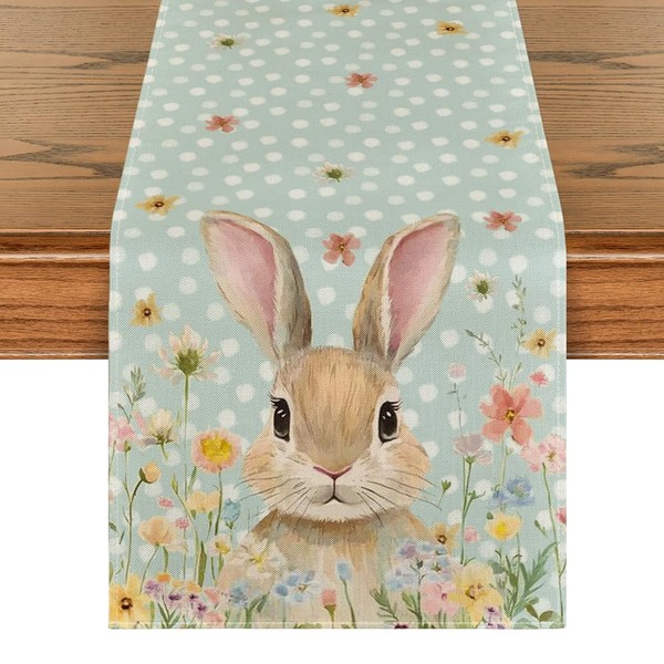 Artoid Mode Bunny Rabbit Floral Polka Dot Happy Easter Table