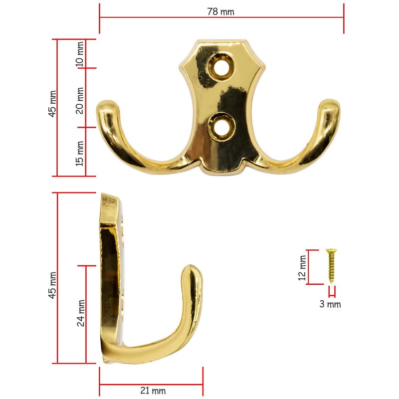 FUXXER® Classic Coat Hooks, Clothes Hooks, Double Hooks, Kitchen Hooks,
