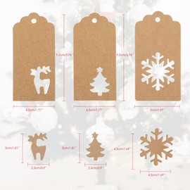 G2PLUS Brown Christmas Labels Tags, 150PCS Kraft Christmas Tags for Presents, Plain Christmas Labels with String, Xmas Gift Tags for Christmas Presents, Gift Wrapping & Decorating Tree