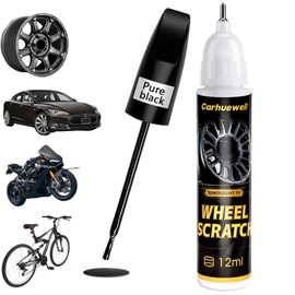 Pintura de retoque de rueda negra brillante para reparación de arañazos de coche, corrección de astillas, fácil de usar (negro brillante)