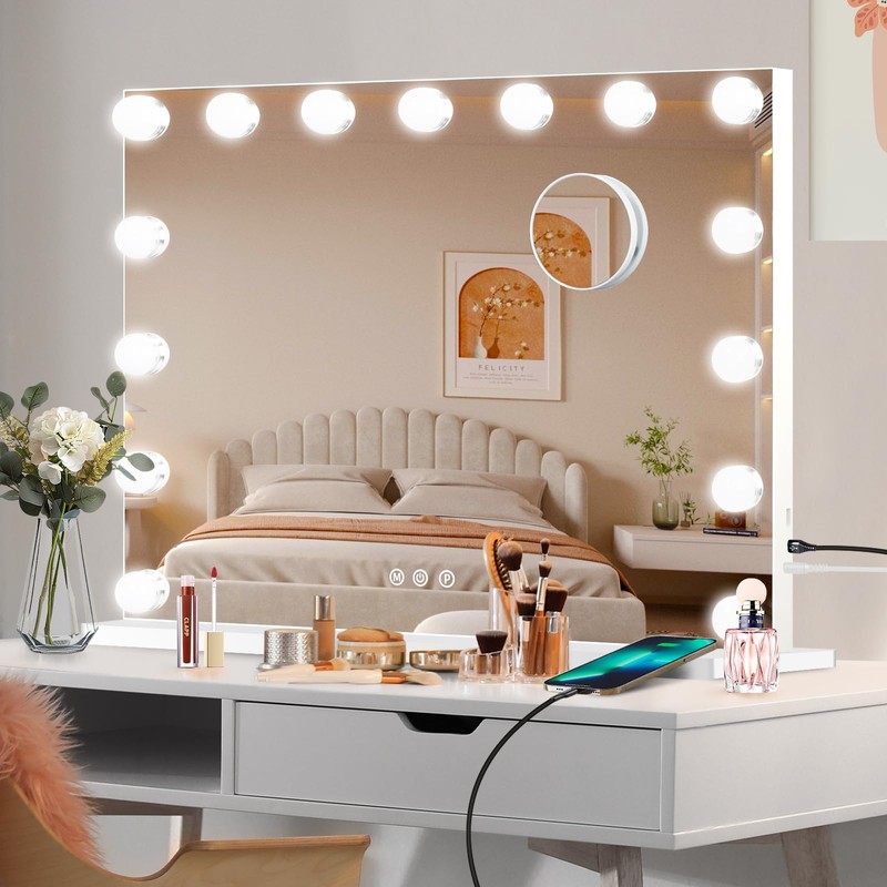 Moonee Vanity Mirror with Lights, Hollywood Lighted Makeup Mirror with