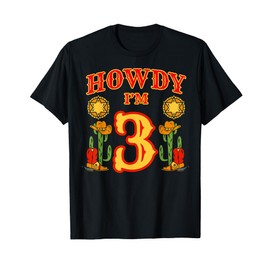 Cowboy 3rd Birthday Party Howdy Rodeo Hat Horse Lover Ranch T-Shirt