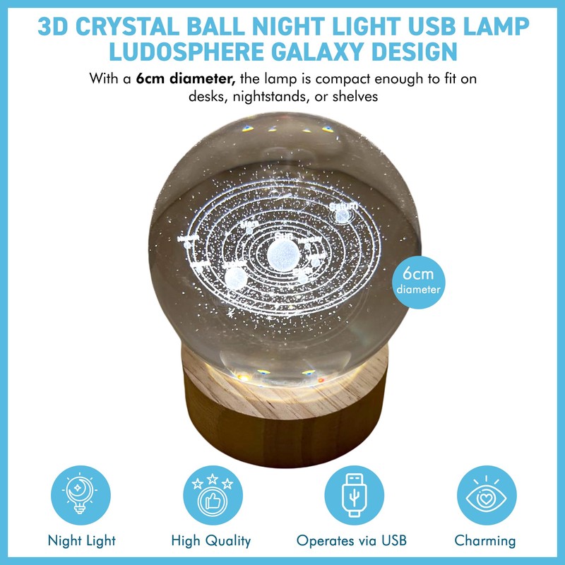Thorness 3D Crystal Ball Night Light USB Lamp with Ludosphere
