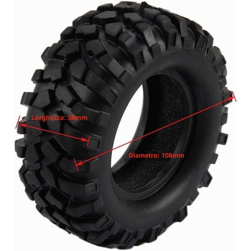 KINGCOO Pneumatici RC per auto, 4 pezzi RC Crawler in