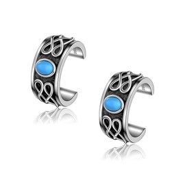 Ear Cuffs 925 Sterling Silver Synthetic Turquoise Ear Cuff Celtic Knot Oxidized Ear Cuffs For Women