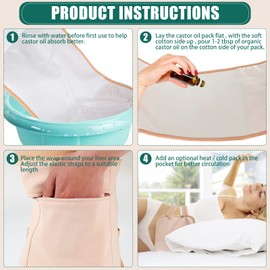 5 Pcs Castor Neck Waist Oil Pack Set with Chest Pad Reusable Castor Oil Wrap Mess-Free Castoroil Pack Wrap with Adjustable Straps Comfortable Castoroil Pack for Insomnia Constipation Muscle Pain (5PS)