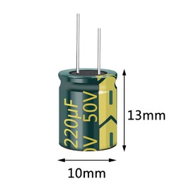 PENGLIN 20pcs Electrolytic Capacitors Aluminum Electrolytic Capacitors 50V 220UF 105℃ 10x13mm High Frequency Low Resistance Long Life (50V 220μF)