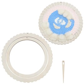 PLIGREAT 2 Sizes Weaving Loom Kit, Round Wooden Weaving Looms 5.5/6.5 Inch Gear Shape Weaving Loom with Weaving Needle for Adult Beginners Knitting DIY Craft Lovers