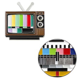 2 x Vintage TV No Signal Enamel Lapel Pins Colorful Cute Creative DIY Badge Gift Backpack Clothes Accessories Alloy Steel, Alloy Steel