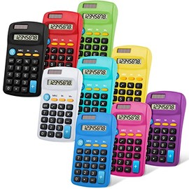 Pocket Size Student Function Calculator Basic Solar Battery Calculator Bulk Mini Colorful Calculator for Student Kids School Home Office Desktop Accounting Tools(9 Pieces)
