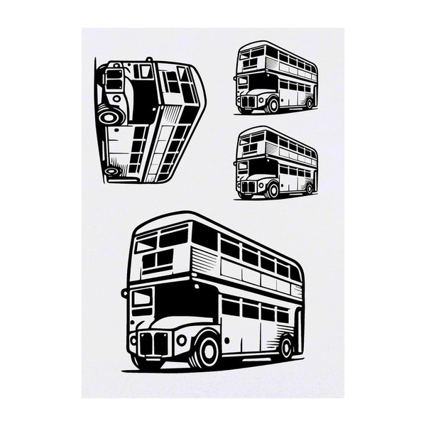 4 x 'Double Decker Bus' Temporary Tattoos - Water Resistant,