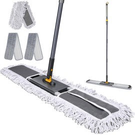 MASTERTOP Commercial Mop, 36'' Large Dust Mop,Heavy Duty Industrial Push Mops with 3 Reusable Microfibre Pads & 62'' Adjustable Handle for Home,Hotel,Mall,Warehouse