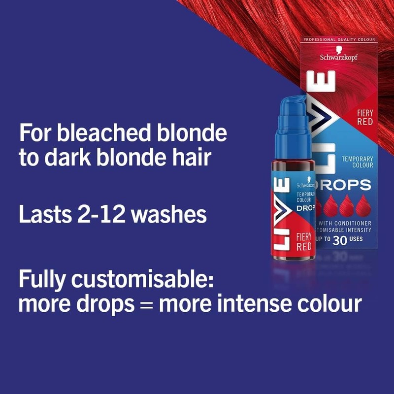Schwarzkopf LIVE Colour Custom Drops Fiery Red, Temporary Hair Dye
