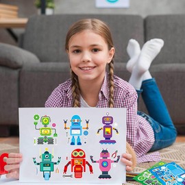 TOYANDONA 16 Sheets Robot Stickers Robot Puzzle Decals Stickers Puzzle DIY Robot Puzzle Stickers Robot Party Favors Interesting Pattern Stickers Cartoon Robot Decals Jigsaw Sticker