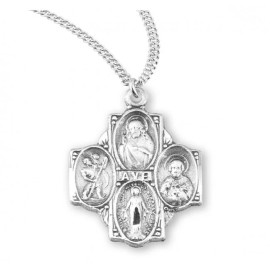 HMH Sterling Silver 4-Way Holy Spirit Pendant Medal Christian Necklace