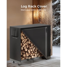 Mars Explo 4ft Firewood Log Rack with Cover Outdoor, Heavy Duty Indoor Outdoor Firewood Storage Log Rack with Cover Combo Set Black
