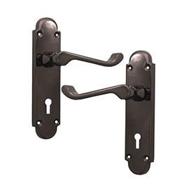 Victorian Scroll Black Nickel Internal Lever Lock on Shaped Backplate Door Handles - Suitable for All Types of Internal Doors 168x40mm Backplate