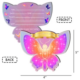 WKGDQSSS Butterfly Theme Birthday Party Invitations for Girls 20-Pack with Envelopes, Butterfly Design Celebration Cards for Kids, Baby Shower & Wedding Decorations