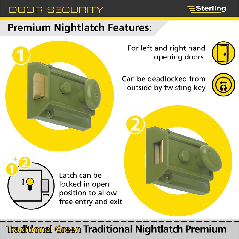 Sterling NLS401 6-Pin Premier Champagne Standard NightLatch
