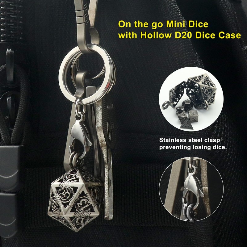 Haxtec Mini Metal DND Dice Set With 20mm Antique Iron