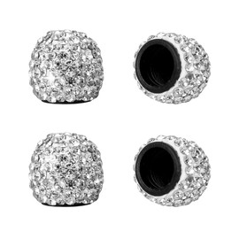 Lotsdonxia 4 Pcs Crystal Valve Caps Set Sparkling Dust Covers Featuring Diamond-Style Design for Enhanced Style and Protection for Car Motorcycle Truck Bike (White)