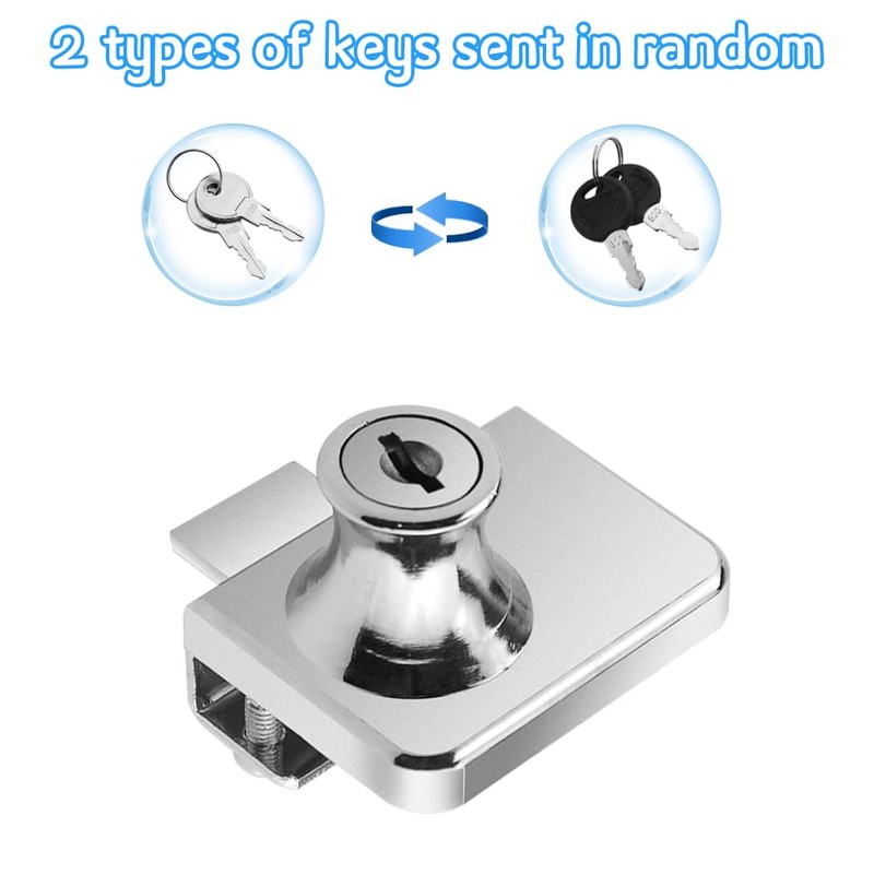 TOVOT 2PCS Glass Cabinets Locks with Same Keys Double Opening