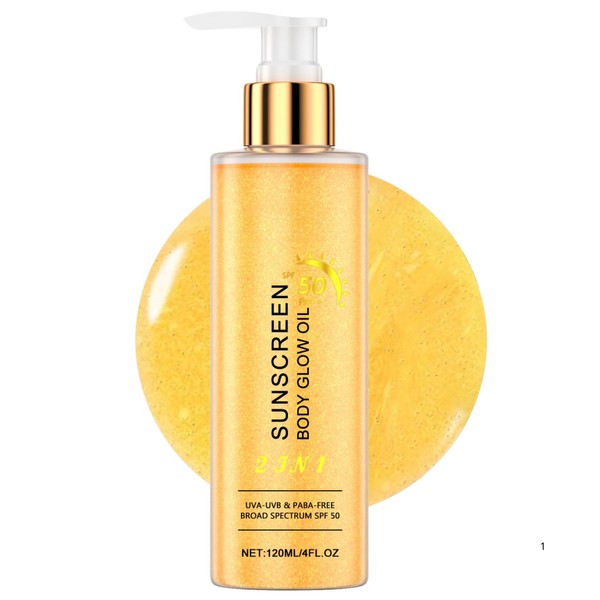 Gold Sunscreen Body Glow Oil, Shimmer Body Oil with SPF