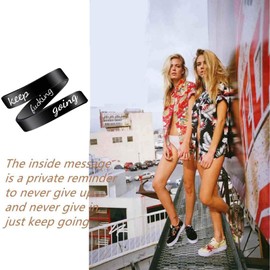 LucBuy Stainless Steel Keep Tight Engraved Inspirational Gifts Adjustable Rings Jewellery for Men Women Teenagers, Metal, Cubic Zirconia