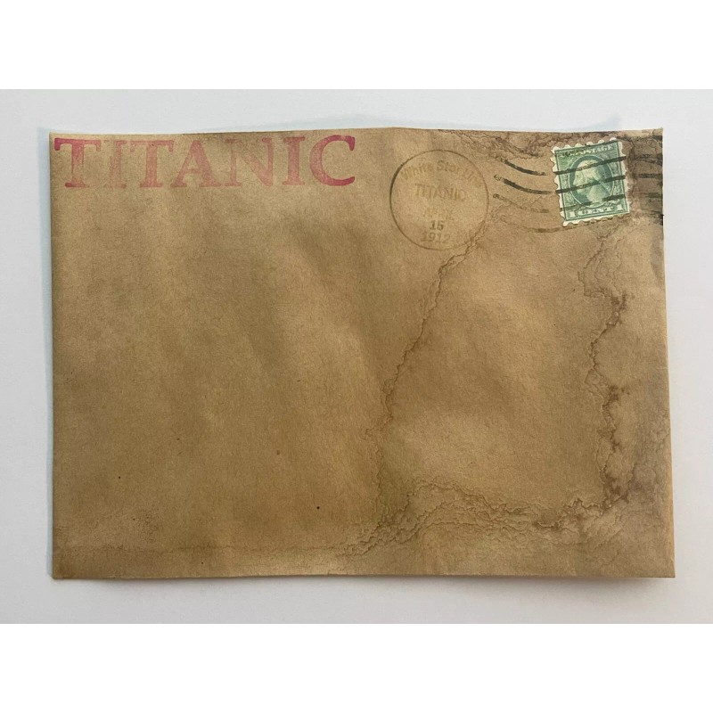 Titanic Launch Ticket, Boarding Pass, Postcard, and Envelope - White