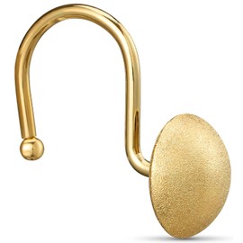 EleCharm Gorgeous Gold Shower Curtain Hooks Rings, Set of 12 Brass Decorative Shower Hanger Rings Metal Rustproof for Bathroom Curtain Rods (Hemisphere)