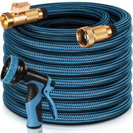 50 FT Flexible Garden Hose, 2025 New No Kink Water Hose 50ft, 10 Pattern Nozzle, Leakproof Solid Brass Fittings, Extra Strong Outer Fabric, Durable 3-Layer Inner Core, Ultra Lightweight, No Tangle