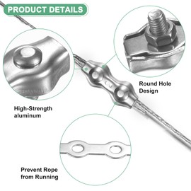 M METERXITY 20-Pack M2 Wire Rope Clips Duplex Double Bolt Stainless Steel Wire Rope Cable Clamps Fit for 1/16 Inch Diameter Wire Cable Wire Rope Clamp