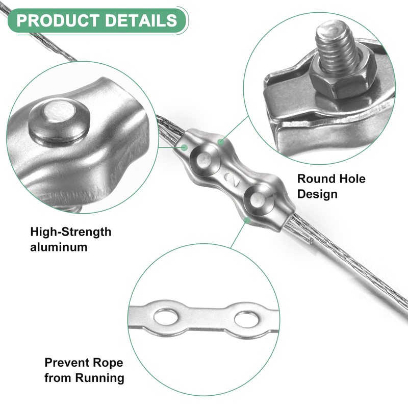M METERXITY 20-Pack M2 Wire Rope Clips Duplex Double Bolt