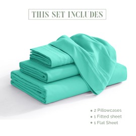Elegant Comfort Luxurious 1500 Premium Hotel Quality Microfiber 4-Piece Sheet Set, 18-24 Inches Deep - Extra Deep Pocket Sheets - Ultra Soft 4PC Deep Pocket Sheets, Twin/Twin XL, Paradise Teal
