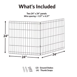 MidWest Homes for Pets Universal Pet Playpen 2-Panel Extension Kit | Fits Metal 24-Inch Dog Pens | Kit Measures 24H x 47.50W Inches| Includes 4 Thumb Snaps, 2 Ground Stakes