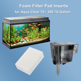 Qzbhct 6 Pcs Aquarium Bio Sponge White Foam Filter Pads Compatible with Aqua Clear 70/300 Filtration Systems