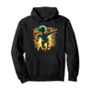 Retro Martian Alien Running with Ray Gun Pullover Hoodie
