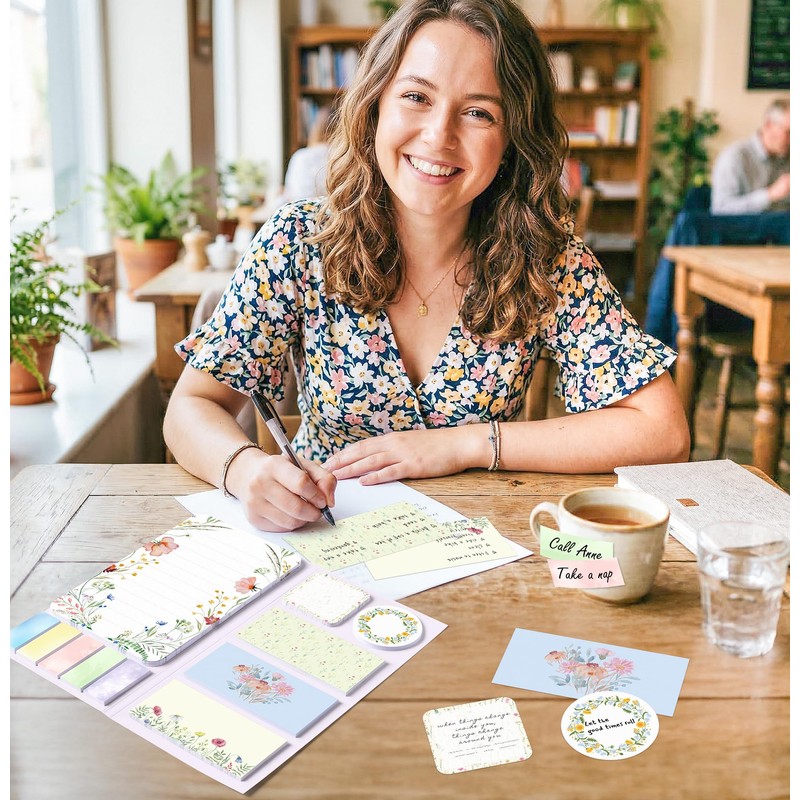 Wildflower Sticky Notes Set Cute Floral Self Stick Writing Memo