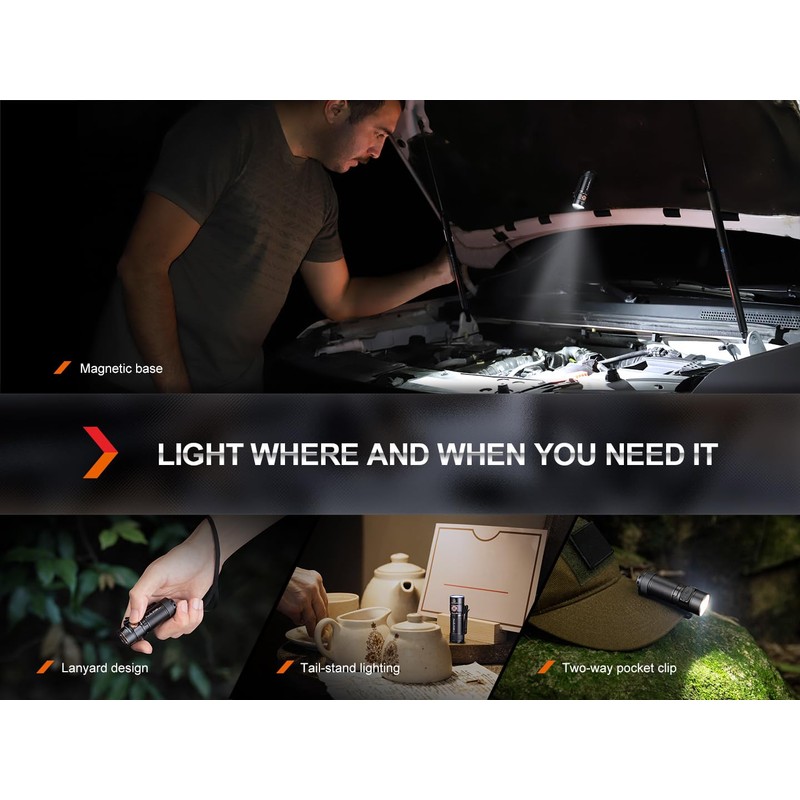 Fenix E18R V2.0 EDC Flashlight, 1200 Lumens USB-C Rechargeable Ultra