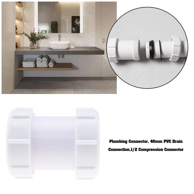 EMSea 2 Pieces Straight Pipe Connectors 40mm PP Drain Pipe