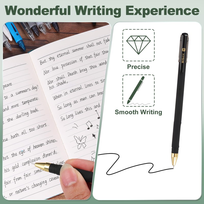 M&G Gel Pen Medium Point 0.5mm, 12 Pcs Smooth Black