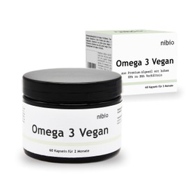 Nibio Omega 3 Vegan | High Dose Vegan Omega-3 Made from Algae Oil with 350 mg EPA & 150 mg DHA per Capsule | Sustainable, Non-Toxic & Bioavailable | 60 Capsules for 2 Months