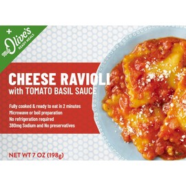 Miss Olives Cheese Ravioli, Shelf Stable, Lower Sodium Ready Meal, 7 ounce (Pack of 12)