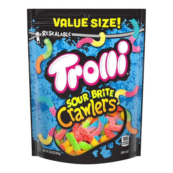 Trolli Sour Brite Crawlers Gummy Worms, Sour Gummy Worms, 28.8 Ounce