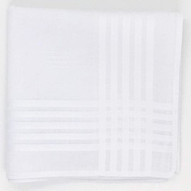 OZ ROYAL Men's Handkerchief, White, Ceremonial Occasions, Formal, Large, 100% Cotton, 17.7 x 17.7 inches (45 x 45 cm), white