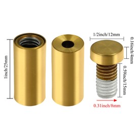 Luomorgo 12 Pcs 1/2" x 1.18" Stainless Steel Standoff Screws, Wall Sign Standoff Mounting Hardware Advertising Glass Standoff Nail for Hanging Acrylic Picture Frame, Gold