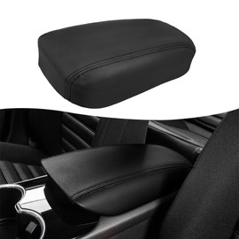 KBH Car Center Console Lid Cover Replacement for Ford Fusion 2013-2016, Vinyl Leather Trim, Middle Console Armrest Replace Skin Upholstery, Anti-Scratch, Black (Leather Part Only)