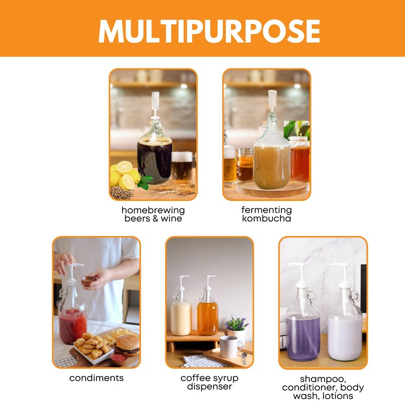 Fastrack 8-Pack 1 Gallon Glass Jug (128 oz) WITHOUT CAPS