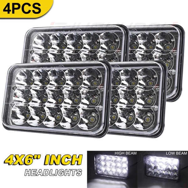 CHUSYYRAY 4pcs 4x6" inch Led Headlights Hi/Lo Beam DRL for
